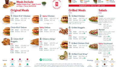 Chick fil A Menu