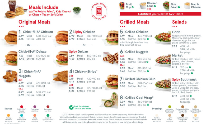 Chick fil A Menu